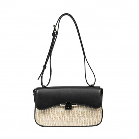 046g 01 fekete napa+raffia női válltáska