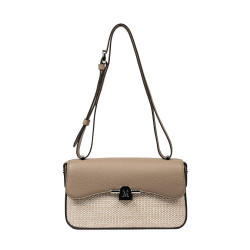 Női vállpántos táska 046g 01 kapucsínó+raffia