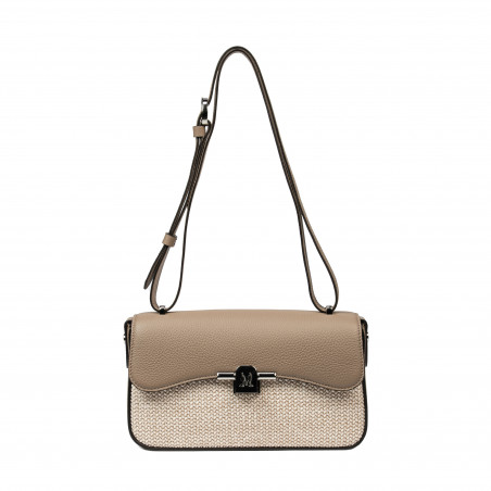 Női vállpántos táska 046g 01 kapucsínó+raffia
