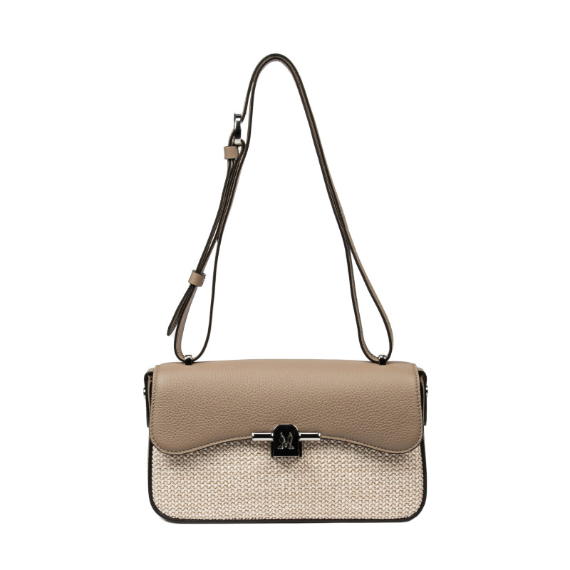 Női vállpántos táska 046g 01 kapucsínó+raffia