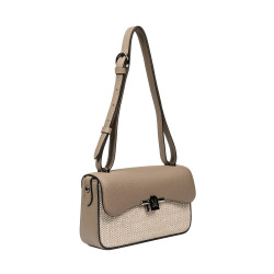 Női vállpántos táska 046g 01 kapucsínó+raffia
