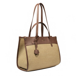 Strandtáska női 045g konyak barna+raffia