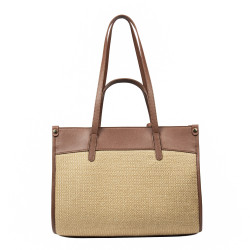 Strandtáska női 045g konyak barna+raffia