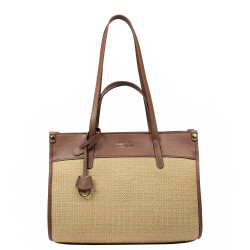 Strandtáska női 045g konyak barna+raffia