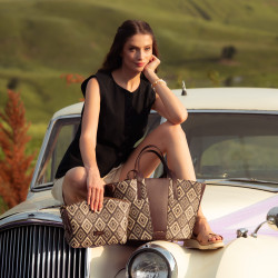 Női strandtáska 044g kakaó raffia lifestyle