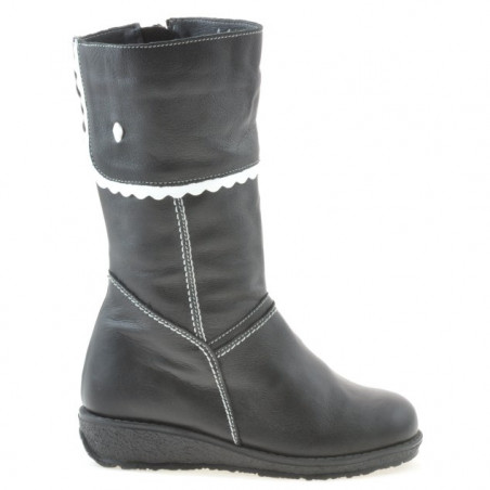 Cizme copii mici 25c negru+alb