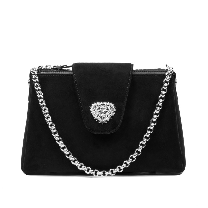 Női válltáska 051g 01 fekete camoscio