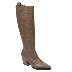 Női magas sarkú csizma 1413 krokodil kávé