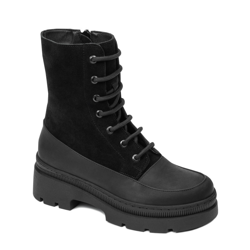 Női bakancs 3419 fekete velúr kombinált