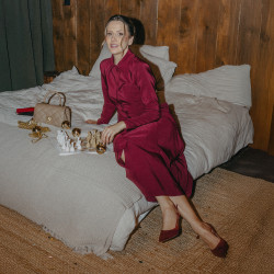 Női szandál 1344 bordó velúr lifestyle