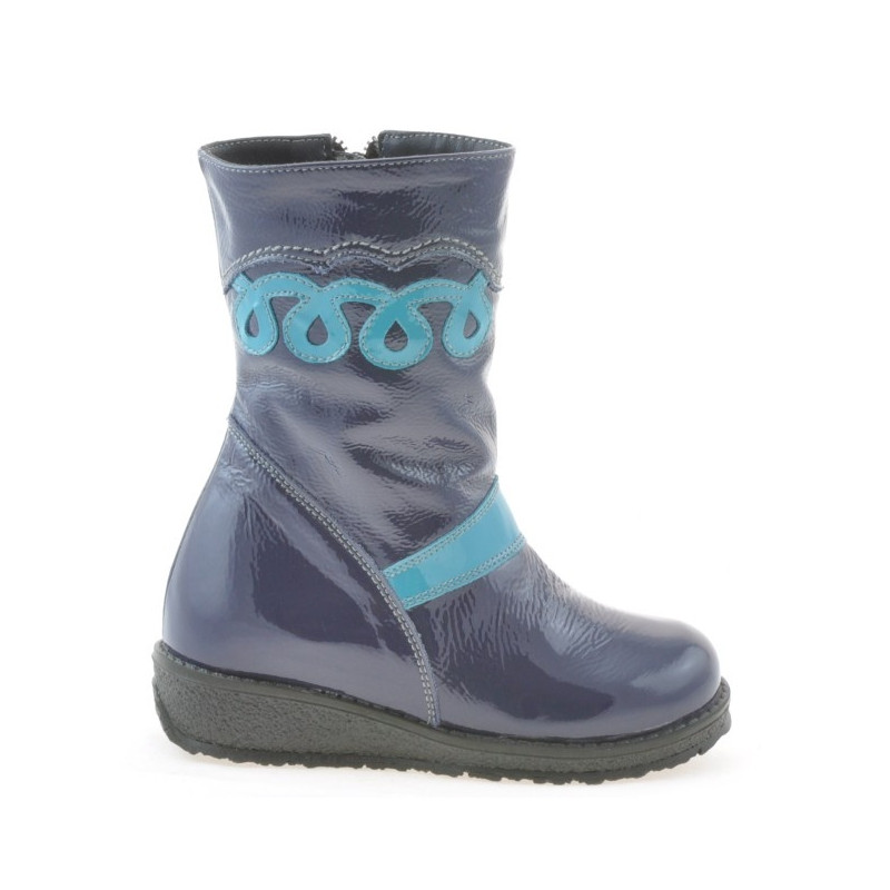 Cizme copii mici 23c lac indigo+bleu