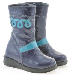 Cizme copii mici 23c lac indigo+bleu