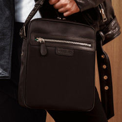 Férfi válltáska 304g 01 fekete szövet+fekete napa lifestyle