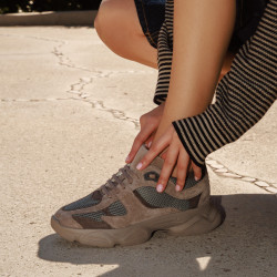 Női sportcipő 6102 homok velúr kombinált lifestyle