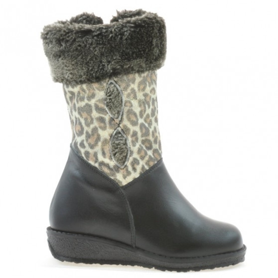 Cizme copii mici 24c negru+tigris Cizme copii mici 24c negru+tigris