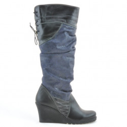 Cizme dama 226 negru+indigo antilopa