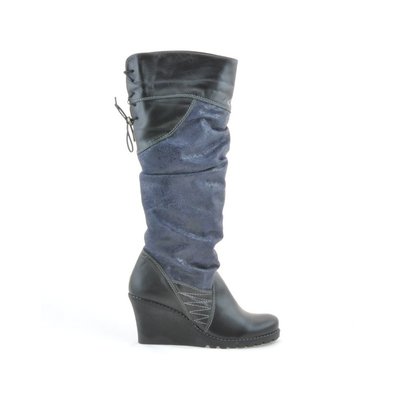 Cizme dama 226 negru+indigo antilopa