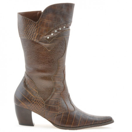 Cizme dama 298 croco coniac