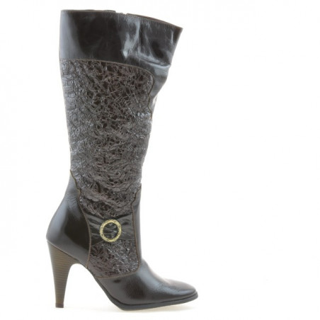 Női csizma 1108 crep lakkozott kávé