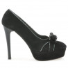 Pantofi eleganti dama 1095 negru antilopa+argintiu