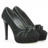 Pantofi eleganti dama 1095 negru antilopa+argintiu