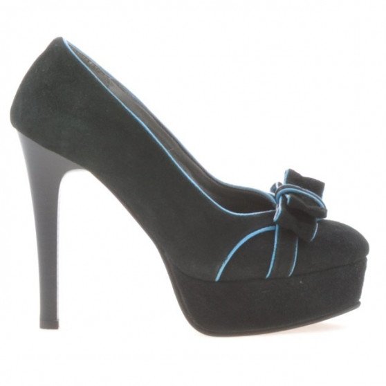Pantofi eleganti dama 1095 negru antilopa+turcoaz Pantofi eleganti dama 1095 negru antilopa+turcoaz