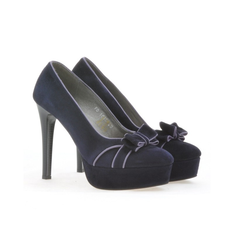 Pantofi eleganti dama 1095 indigo antilopa+mov