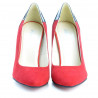 Pantofi eleganti dama 1230 rosu antilopa combinat 