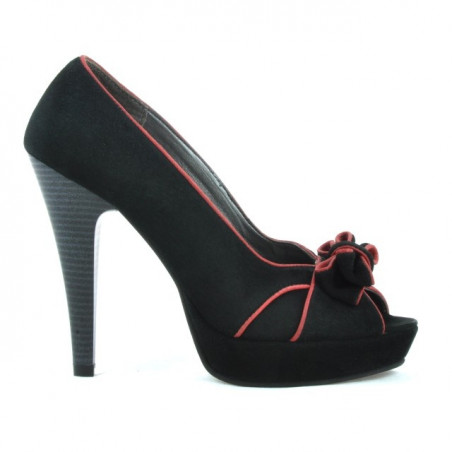 Sandale dama 1099 negru antilopa+rosu