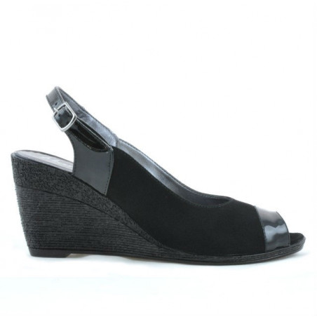 Sandale dama 5019 lac negru+negru velur 