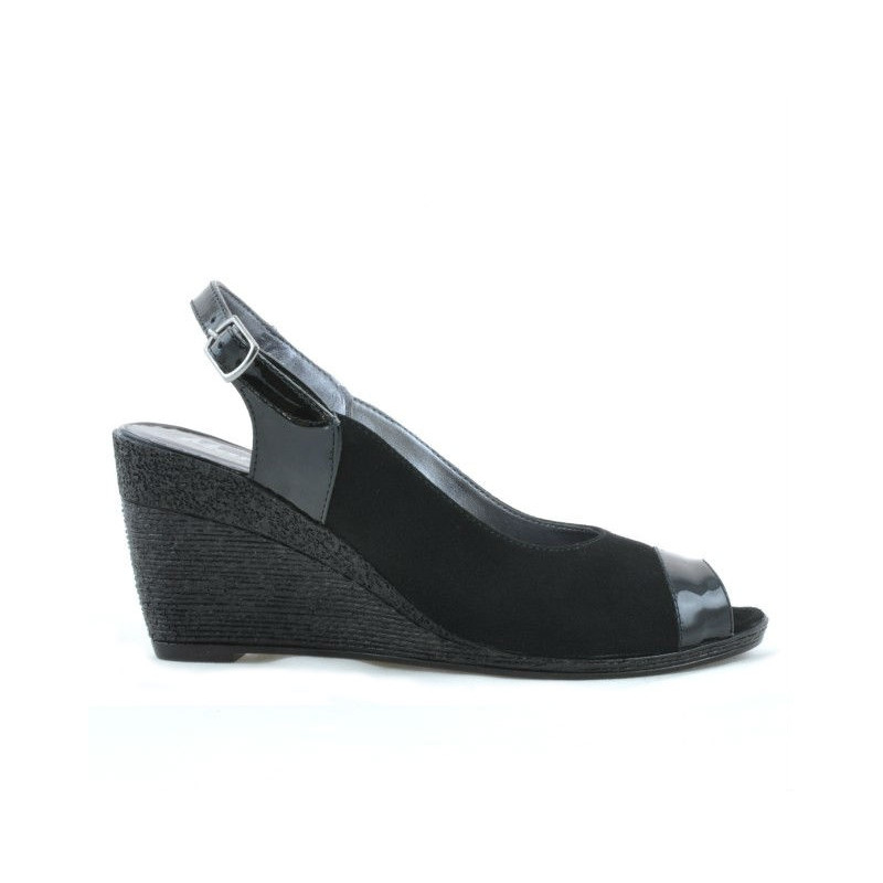 Sandale dama 5019 lac negru+negru velur 