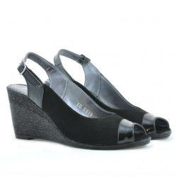 Sandale dama 5019 lac negru+negru velur 