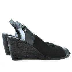 Sandale dama 5019 lac negru+negru velur 